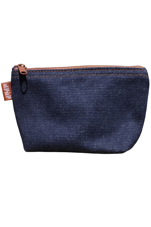 Porte monnaie en jean bleu brut