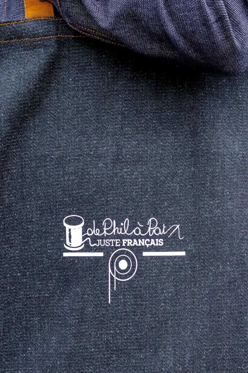 Tote bag en jean bleu et caramel – Image 4